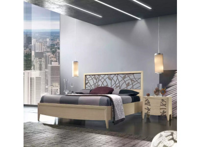 Lit 2x Table de chevet Chambre à coucher Design 3 pièces Ensemble complet neuf beige